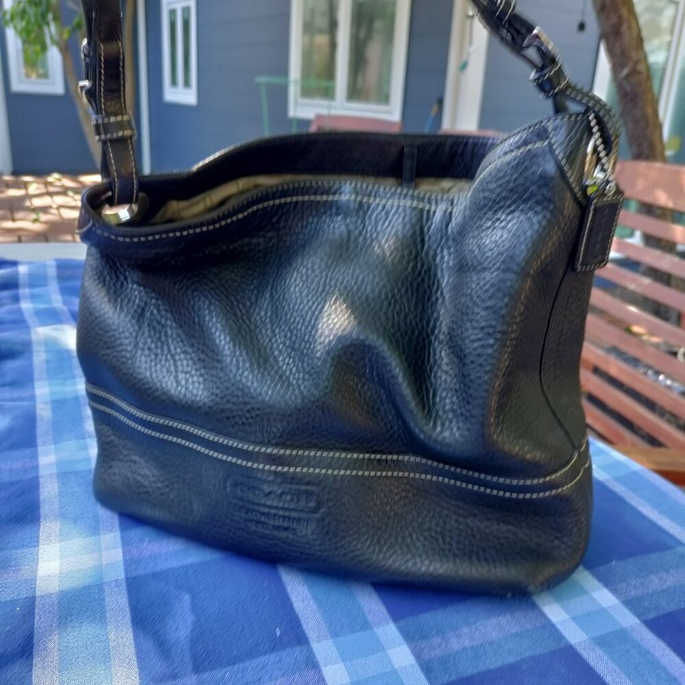 COACH Black Pebbled Leather Carry-All Bag #F11662